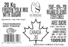 Frozen yolk mix with sugar 20 kg