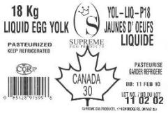 Liquid egg yolk 18 kg