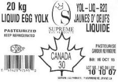 Liquid  egg yolk 20 kg